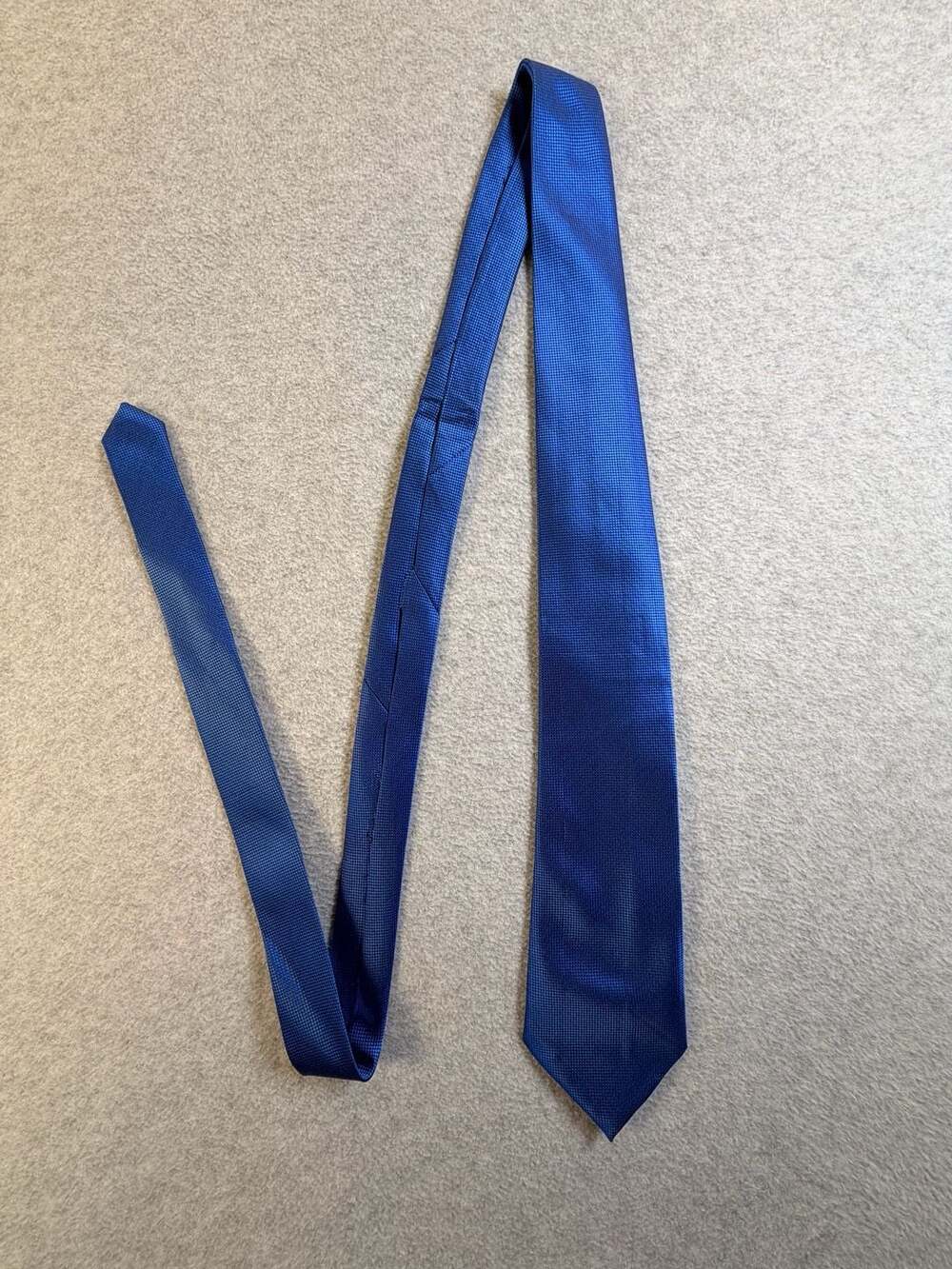 Ming Chao Tie Necktie Blue Textured Weave Microfiber Business Formal